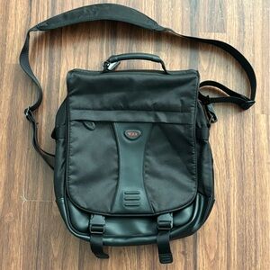 Tumi Black Messenger Bag with Red Accent